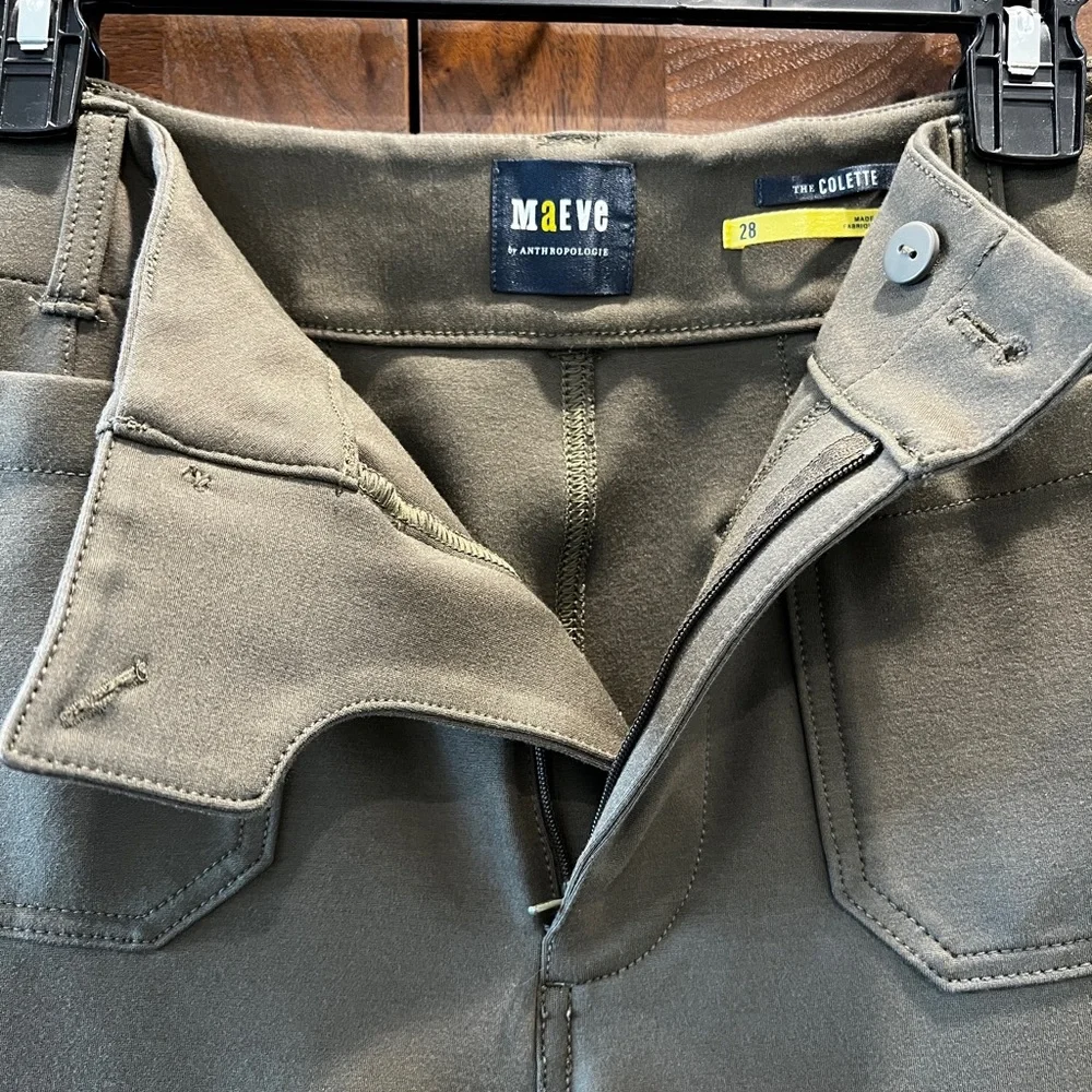 Anthropologie Maeve Colette Olive Green Cropped Pants Size 28 - Picture 6 of 6